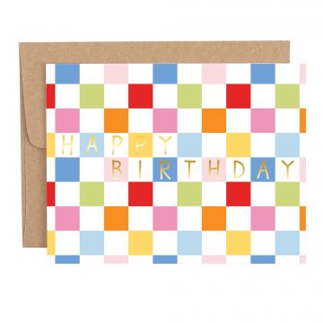 Checkered Happy Birthday Greeting Card